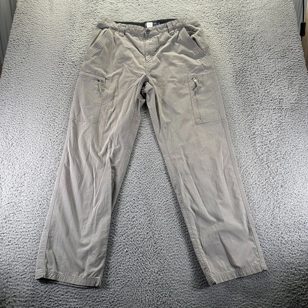 Chaps Pant Mens 34X32 Gray Cotton Cargo Carpenter‎ Straight Leg Utility Workwear